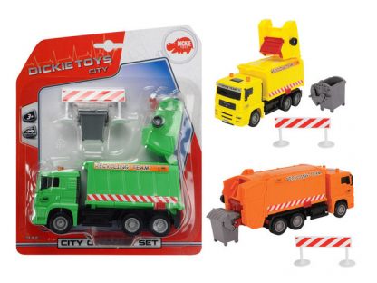 Мусоровоз Dickie Toys с контейнером и оградой 22 см (зеленый, оранжевый)