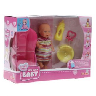 Мини-пупс с розовой ванночкой New Born Baby Simba