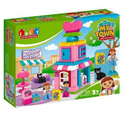 Конструктор для малышей JDLT Магазин аксессуаров 65 деталей 2 фигурки (аналог Lego Duplo)