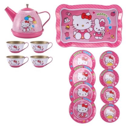 Детская металлическая посудка Чайный набор Hello Kitty 14 предметов