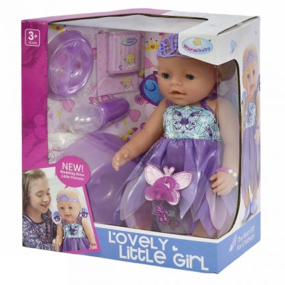 Пупс Lovely Little Girl Маленькая принцесса-фея аналог Baby Born с аксессуарам (в фиолетовых тонах)