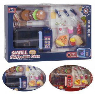 Детская микроволновая печь с продуктами и приборами в комплекте, со звуком и светом, в ассортименте