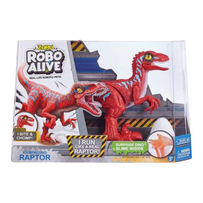 Интерактивный динозавр Robo Alive Красный Велоцираптор со слаймом