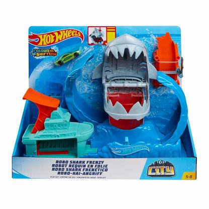 Игровой набор Hot Wheels Измени цвет Голодная акула-робот