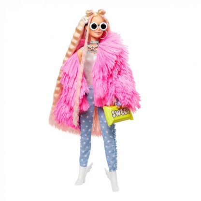Кукла Barbie Extra Барби Экстра в розовой пушистой шубе