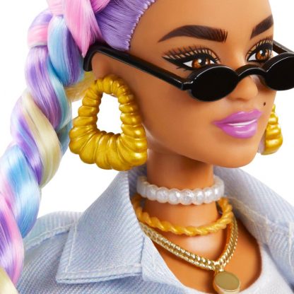 Кукла Barbie Extra Барби Экстра с цветными косичками в джинсовой куртке